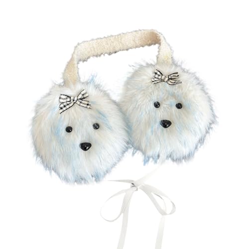 Furry Plush Cartoon Dog Earmuffs For Cold Weather Outdoor Winter Activity Ear Covers Bowknot Ear Protectors For Student