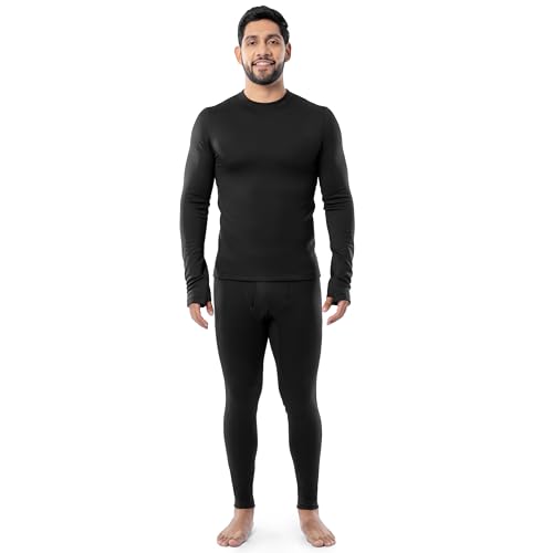 Fruit of the Loom Men's Heavyweight Brushed Back Fleece Thermal Underwear Base Layer Set
