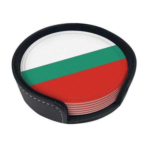 Dessous de Verre imprimé Drapeau bulgare (Lot de 6) • Dessous de Verre Ronds pour café, bière, vin • Décoration pour la Maison, la Cuisine ou Le Bureau
