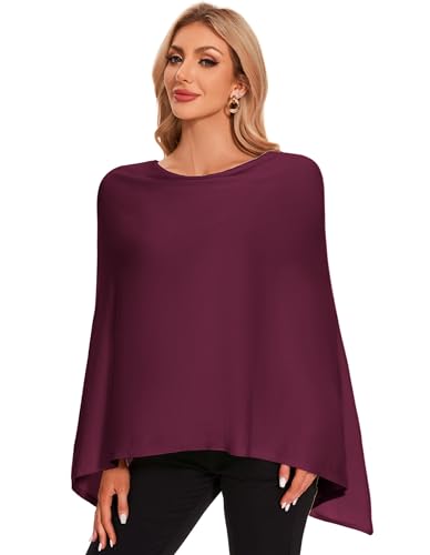PULI Women Soft Knit Poncho Lightweight Travel Shawl Cape Versatile Ponchos Sweater