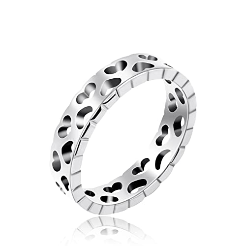 Uloveido 6mm Hollow Love Hearts Ring Wedding Promise Band Couples Rings Romantic Valentines Gifts for Men Women Y1600