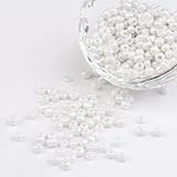 Handicraft Emporium Perles de rocaille en verre opaque | Lustrées | 4 mm | Blanc | 50 g