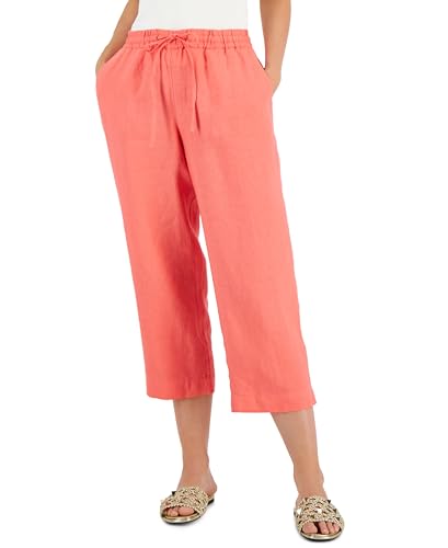 Charter Club Damask Women's Linen Capri Tie-Waist Pants