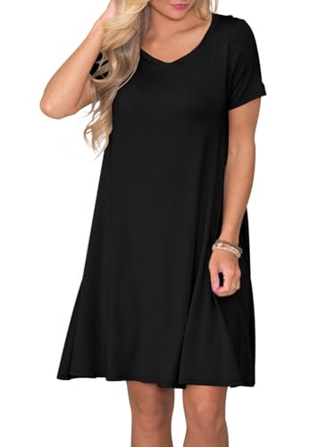 Women's Casual T Shirt Dress Summer Short Sleeve Swing Dresses with Pockets2