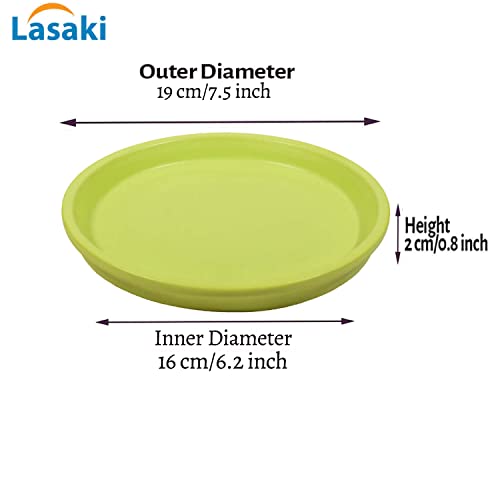 Image of Lasaki Round Ceramic Trays (Plates Saucers) for Pots, planters, Flower, Succulent(Set of 2,Mint,6 inch) R6(Plants not Included)