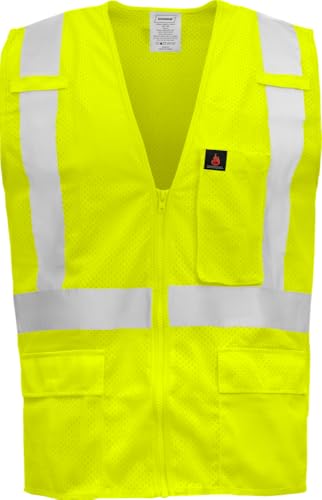Ironwear 1284FR Flame Retardant High Visibility Vest with X Pattern Back (US Alpha Large Regular Regular Lime)
