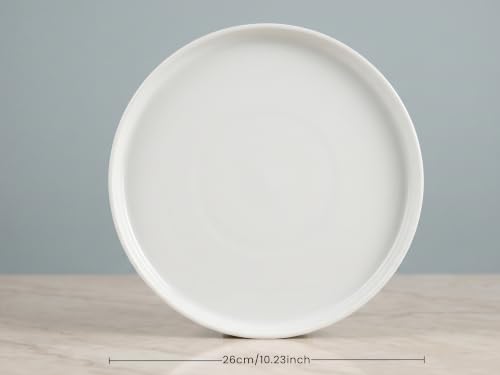 Image of Bodhi House 4-Piece Ribbed Porcelain Dinner Plate Set, White Dinnerware Set, Chip Resistant, Lightweight, Microwave & Dishwasher Safe Tableware Crockery Set for Home, Gift