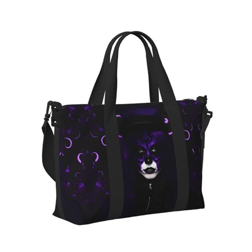 Purple Black Goth Spooky print Travel Duffel Bag,workout duffel bag, overnight shoulder Bag,Weekender Bag for Women Men3