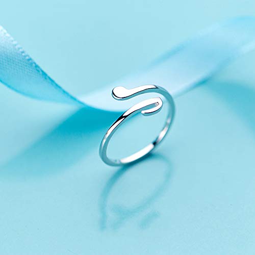 Minimalist Music Note Open Statement Ring S925 Sterling Silver Adjsutable Simple Wrap Cuff Expandable Finger Band Wedding Engagement Eternity Rings Jewelry Gifts for Women Daughter4