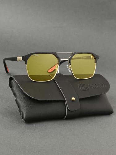 Image of GYNK Square Frame Sunglasses for Men | Premium Metal Frame Sunglasses | Fashion Eyewear for Driving, Travel, Riding, Outdoor Activities, Beach & Daily Wear