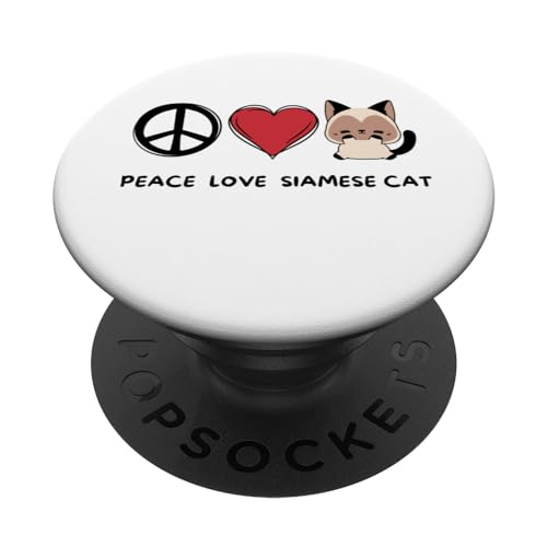 Kawaii Cute Siamese Cat Lover Peace, Love Siamese Cat Lover PopSockets Swappable PopGrip