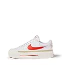 Nike Women's Court Legacy Lift Shoes, White/Picante Red-Team Gold-Sail, 8.5