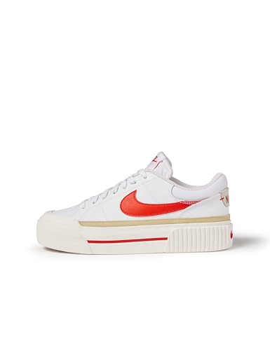 Nike Women's Court Legacy Sneaker, White/Picante Red/Team Gold/Sail, 8
