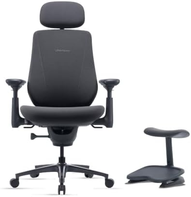 LiberNovo Maxis Ergonomischer Bürostuhl mit Fußstütze, für große Nutzer | Schreibtischstuhl mit manueller Lendenwirbelstütze, 105°–160°, ideal für lange Arbeitszeiten im Homeoffice