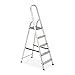Produktbild Relaxdays Haushaltsleiter, 5-stufig, platzsparend klappbar, Anti Rutsch Stufen, 150 kg, Gummifüße, Aluminium, Silber
