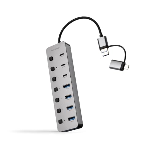 Hub USB + USB Tipo-C Nanocable 10.16.4510/ 4xUSB/ 3xUSB Tipo-C/ 1xUSB Tipo-C PD/ Gris