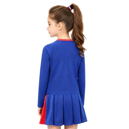 Falda animación con calzoncillos niñas para actuación en el escenario escolar color rojo y azul 2
