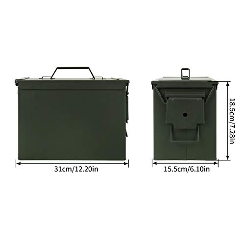 GUGULUZA Metal Ammo Case Military Army Solid Holder Box .50 Cal for Great Pistol, Rifle, or Shotgun Ammo Waterproof Storage Containers with Flip Top(50 Cal) - Thumbnail 6