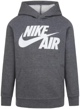 Nike Little Boys Air Swoosh Fleece Hoodie, Charcoal Heather Gray, 5
