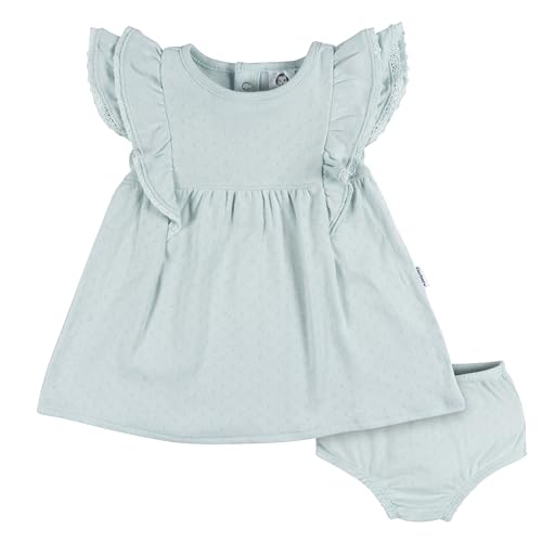 Image of Gerber baby-girls Cotton Dress and Diaper Cover Set