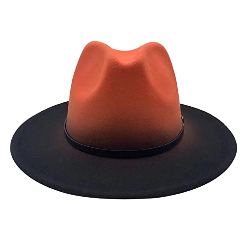 Willheoy Wide Brim Fedora Hats For Women & Men Two Tone Felt Hat Gradient Dress Hat Orange #TOP7