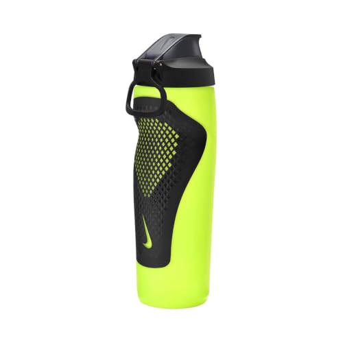 Image of Nike REFUEL BOTTLE LOCKING LID 24 OZ - VOLT /BLACK /BLACK IRIDESCENT, 709 ML