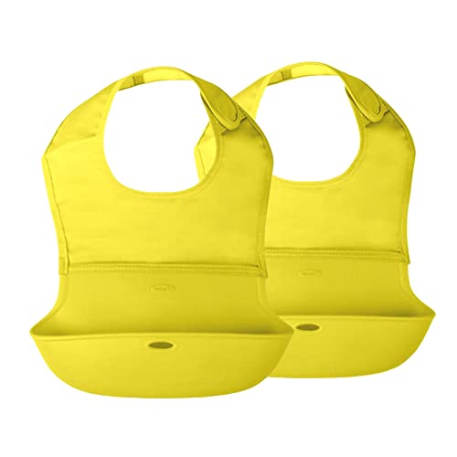 HuBorns Pack 2 Bavoirs en Silicone pour Bébé - Imperméables avec un Col Extra Doux et Ajustable - Matériau BLW, Flexible, Pliable et Facile à Ranger Cover