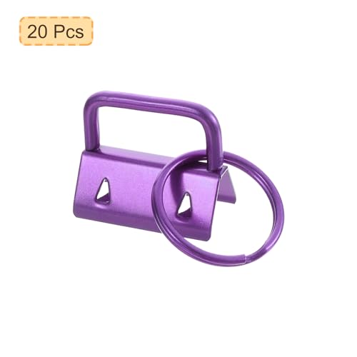 uxcell 20Pcs 25mm/ 1-inch Key Fob Hardware with Keychain Ring for Bag Webbing Wristlets Lanyards, Purple - Image 3