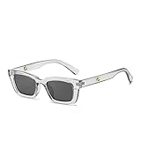 QXAGYUMB Rectangle celebrity sunglasses, women's fashion design, small square glasses, women's sunglasses(Clear Grey)