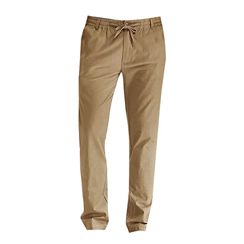 lcyhony Dress Pants for Men Relaxed fit Elastic Waist Drawstring Trousers Lightweight Summer Casual Beach Pants with Pockets3