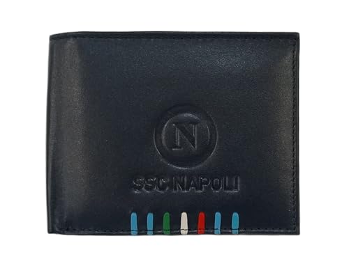 Portefeuille football Naples Scudetto en cuir véritable bleu Enzo Castellano