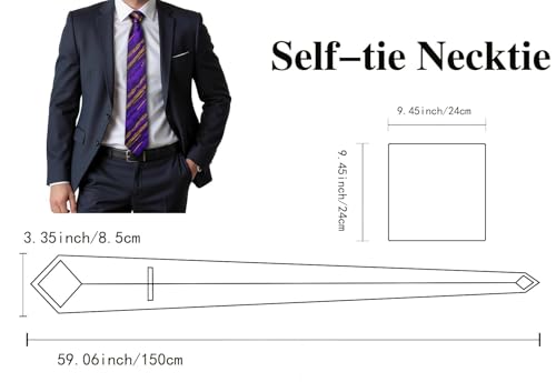 Image of Dubulle Mens Paisley Floral Silk Tie for Men Striped Necktie and Pocket Square Cufflinks Set Wedding Business