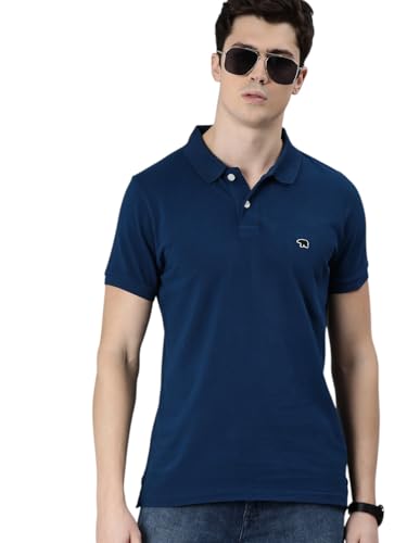 Image of THE BEAR HOUSE Men's Green Slim Fit Cotton Polo