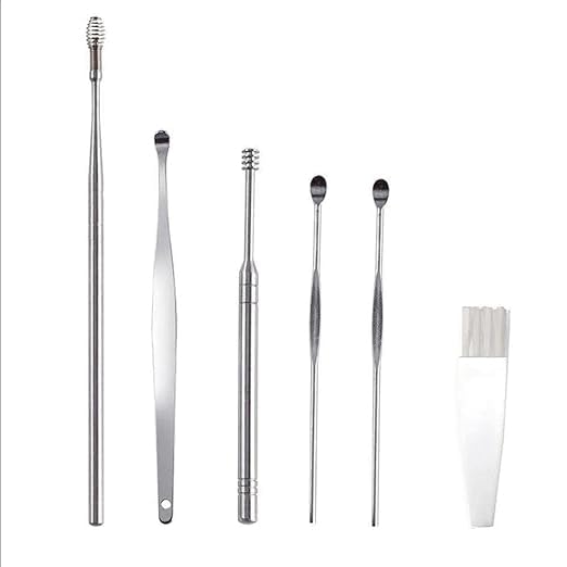 6-Piece Ear Wax Removal Kit, Reusable Stainless Steel Ear Cleaning Tools with Storage Box, Spiral Ear Curette with Cleaning Brush (Ear wax cleaner)-image-31