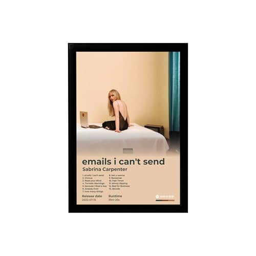 Image of BLINKART Sabrina Carpenter- emails i can't send Wall Photo Frames | Wall Art for Bedroom, Living Room, Studio or Office | Album Cover Print with Spotify Song Link QR Code | Gift for Fans - 8x12 In