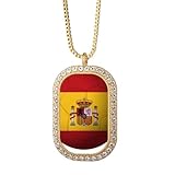 スペインの国旗のサッカー・ワールドカップ ゴールドネックレスダイヤモンドクリスタルペンダント