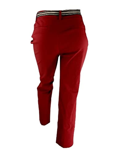 Rafaella Womens Lower-Rise Modern Straight-Hip Belted Slim Ankle Pant, Assorted (Chili Powder, 10)2