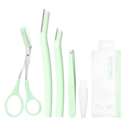 Tijeras de cejas con peine, juego de tijeras para cejas, juego de tijeras para cejas, juego de tijeras para cejas para hombres y mujeres, funda protectora, cortacejas, con estuche para principiantes y
