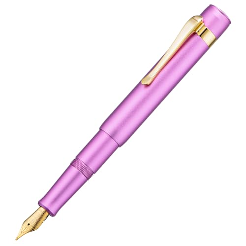 Image of HONG DIAN M2 Black Forest Mini Fountain Pen, Long Blade Nib & Sleek Shape Aluminium Short Pocket Travel Pen (Lilac Purple)