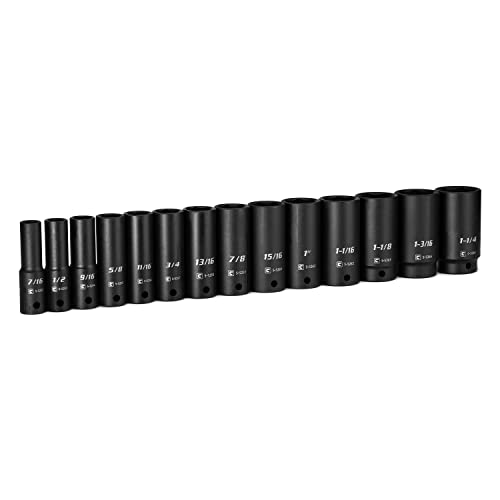 Capri Tools 1/2 In. Drive Deep Impact Socket Set, 7/16 To 1-1/4 In, Sae, 14-Piece #TOP1