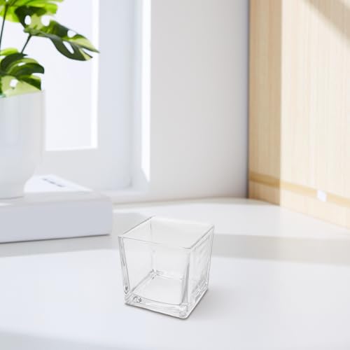 Vase carré en verre 8x8 cm de table pour composition florale