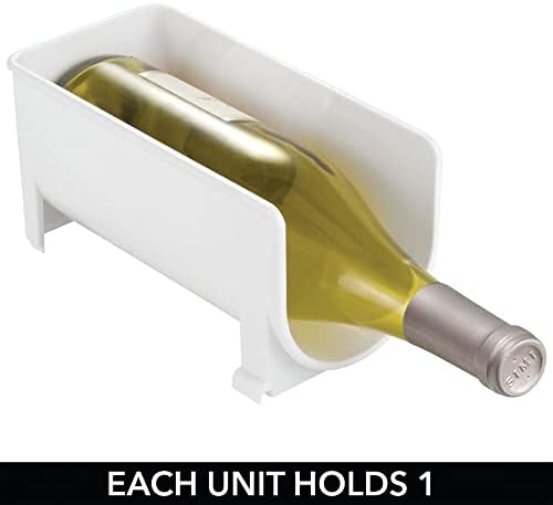 mDesign Set of 8 Kitchen Wine Rack  Stackable Bottle Rack for Wine, Water and Other Drinks  Pantry, Cupboard and Fridge Storage Rack  White