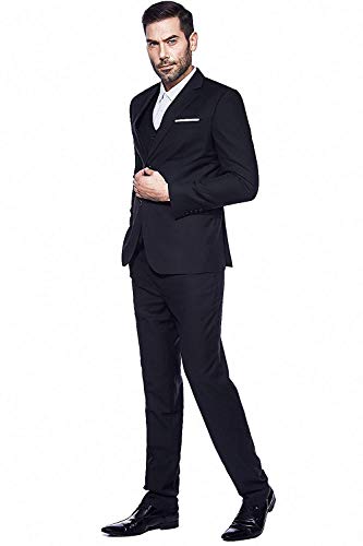 WEEN CHARM Men's 3-Piece Slim Fit Suit Set-2-Button Blazer,Vest & Pants-Formal Wedding,Prom,Party & Business Tuxedo2