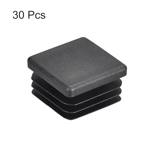 Image of uxcell 30Pcs 25mmx25mm(0.98inch) Plastic Tubing Plug Square Post End Caps for Handrail Stair Newel Guardrail Tube Black