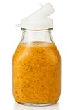kitchentoolz 16oz Salad Dressing Shaker Bottle – Glass Bottle Salad Dressing Dispenser Container with Tamper-Proof Lid – Salad Dressing Container - 1 Pack