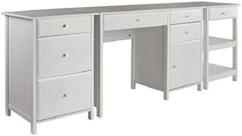 Set of 3 White Modern Style Delta Wooden Home Office Furniture