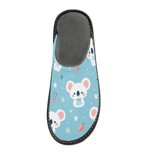 JUNZAN Cute Polar Bears Memory Foam Slippers for Women Men House Slippers for Bedroom Indoor2