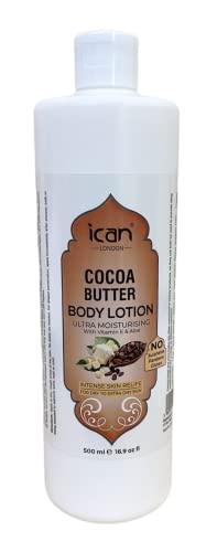 ican London Natural Cocoa Butter Ultra Moisturising Body Lotion With Vitamin E And Aloe Extract 500ml