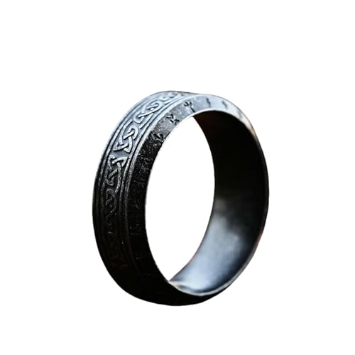 Sumpgle Anillo de acero inoxidable de nudo celta vikingo Banda de acero de titanio con letra personalizada Joyería de moda retro para hombres y mujeres