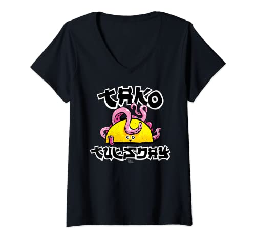 Womens Cute Kawaii Anime Tako Tuesday Funny uWu Taco V-Neck T-Shirt